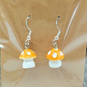 Orange Mushroom Earrings